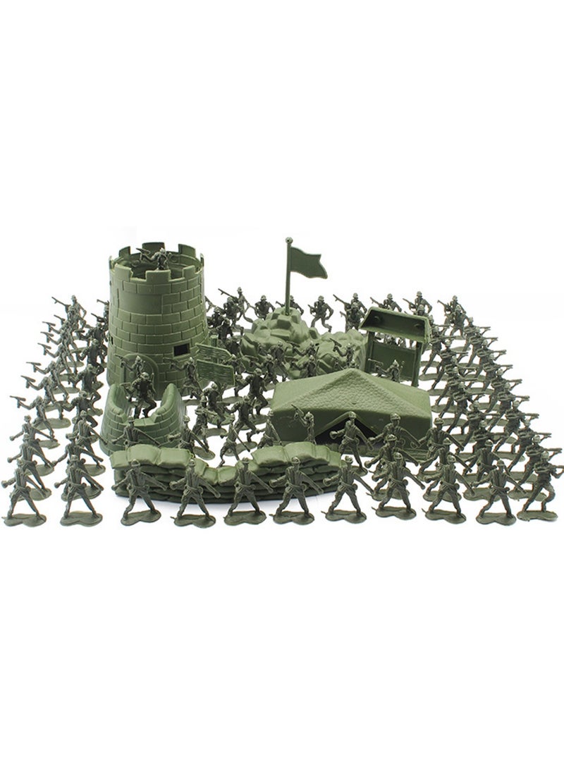 100pcs 4cm Green Toy Soldier Model Figures, 93pcs Soldier Figures, 7pcs Military Equipment Toy Set, Boy Gift - Image 2